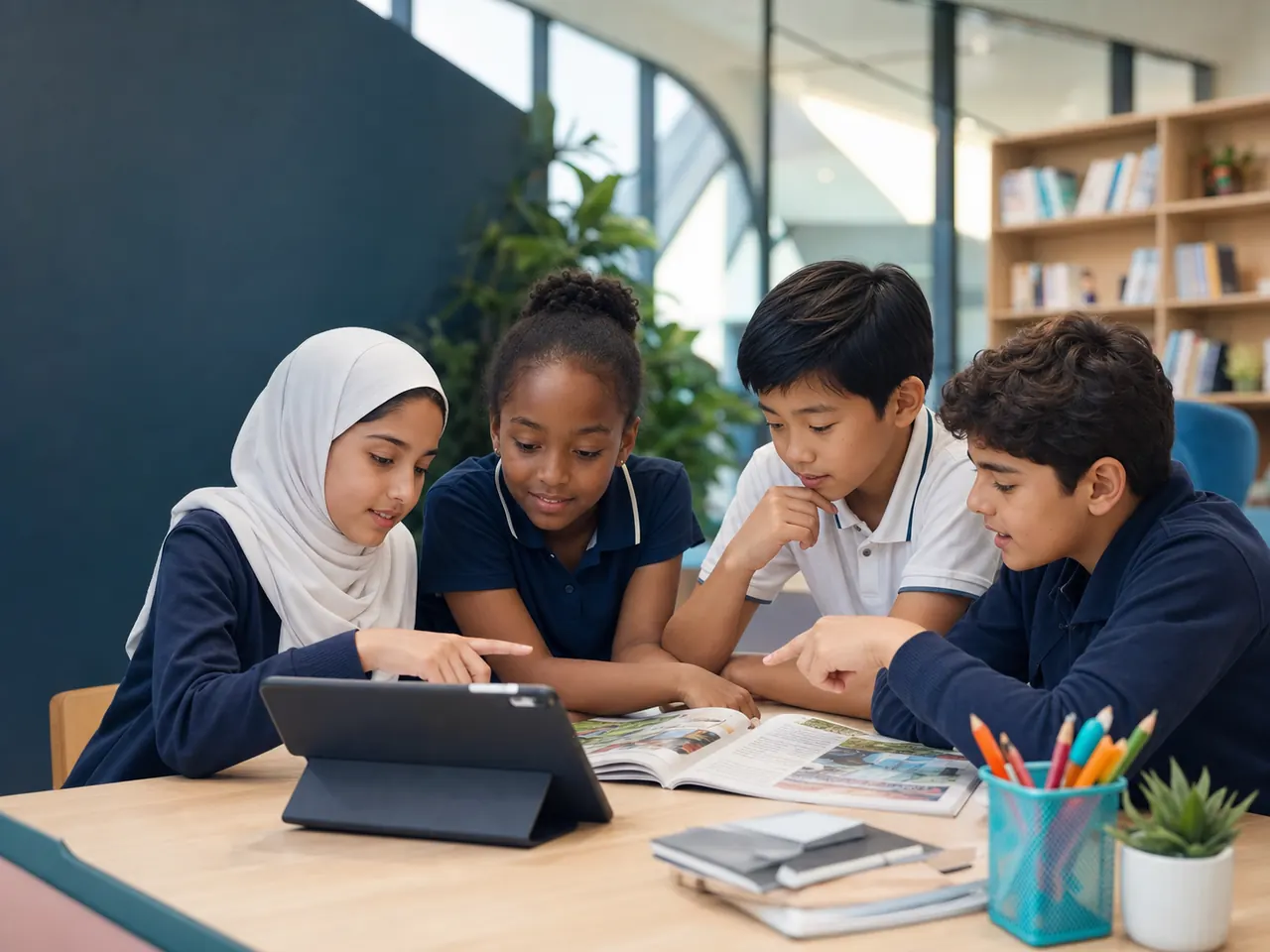 Grade 5 students learning together in a UAE international school classroom